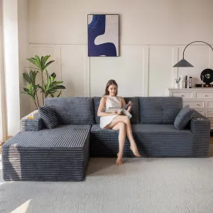 MAXYOYO 110" Modular Sectional Couch with L-Shape Chaise, Modern Boneless Couch for Living Room, Sofa in A Box, Oversized Sofa Sleeper with Deep Seat, No Assembly Required, Dark Grey