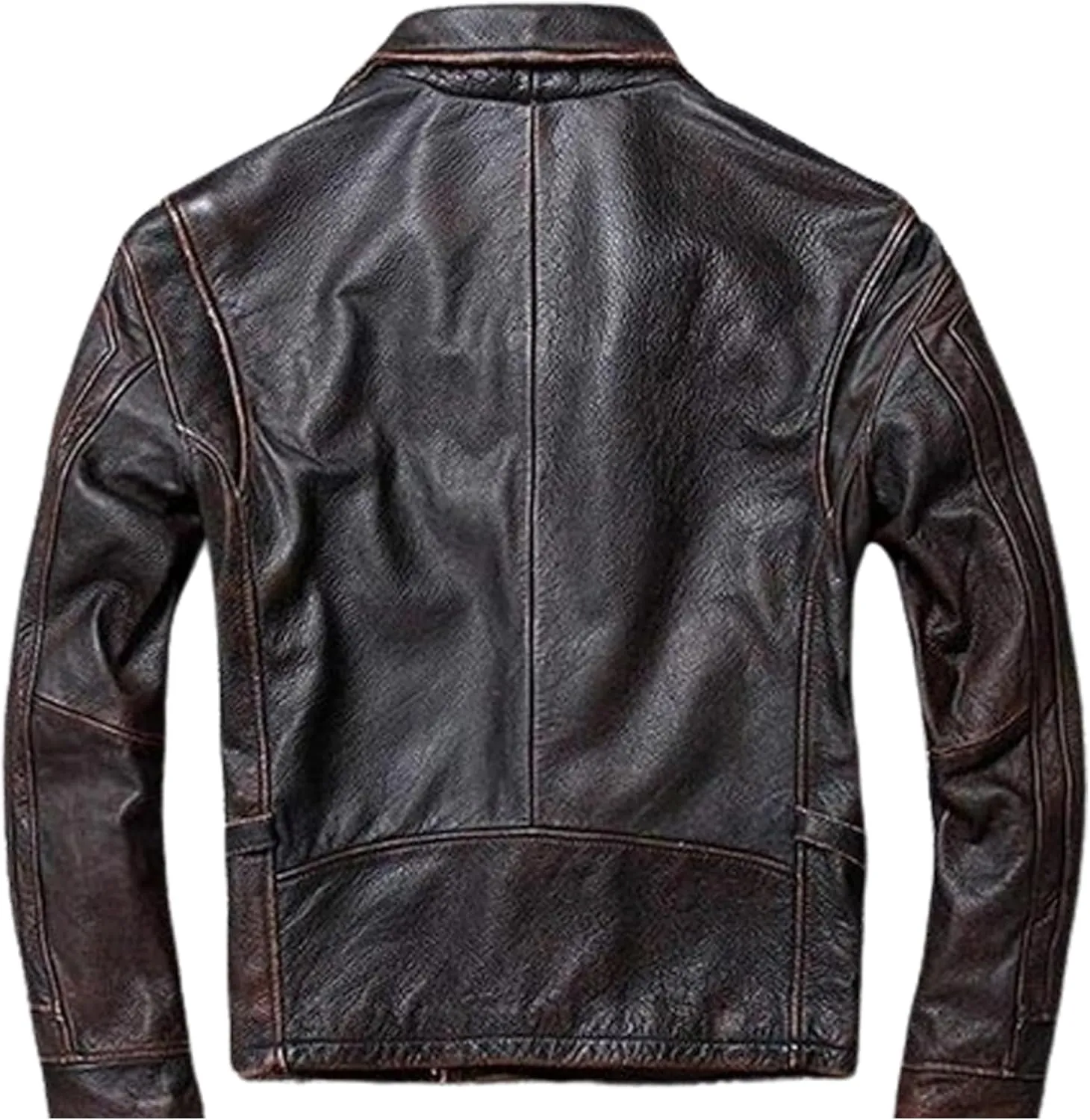 Men's A2 Aviator Pilot Flight Distressed Vintage Style Bomber Brown Leather Jacket