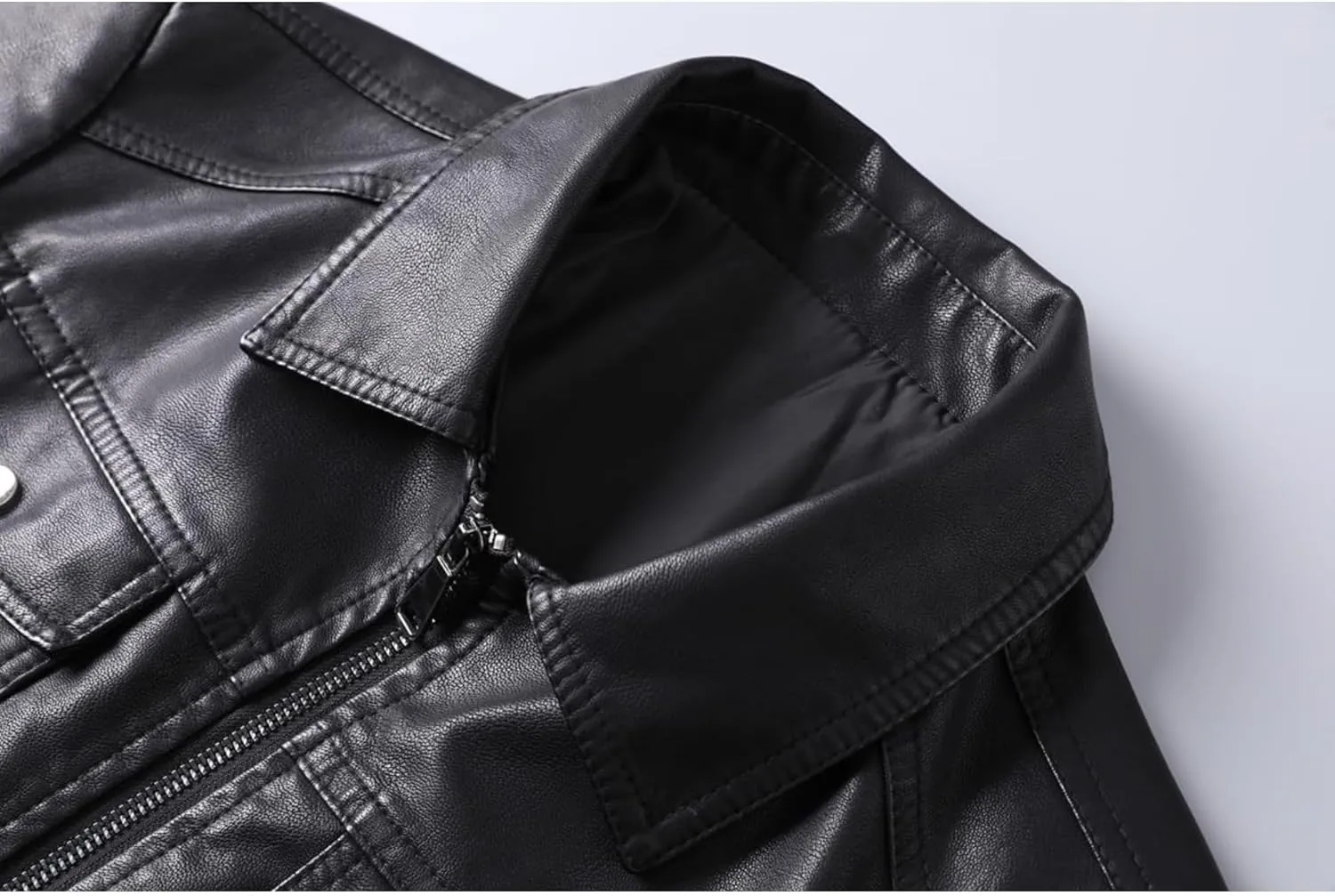 Men's Button Design Soft Leather Jacket Classic Lapel Car Moto Leathers Coat Male PU Outercoat Shirt Style Collar