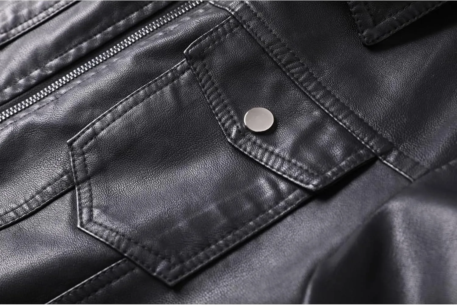 Men's Button Design Soft Leather Jacket Classic Lapel Car Moto Leathers Coat Male PU Outercoat Shirt Style Collar