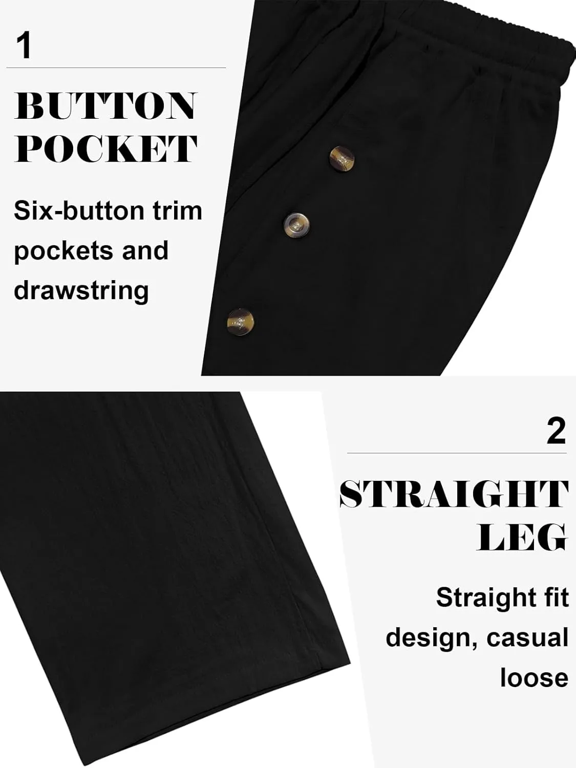 Mens Cotton Linen Pants Casual Summer Vacation Baggy Beach Pants Buttoned Drawstring Yoga Trousers with Pockets