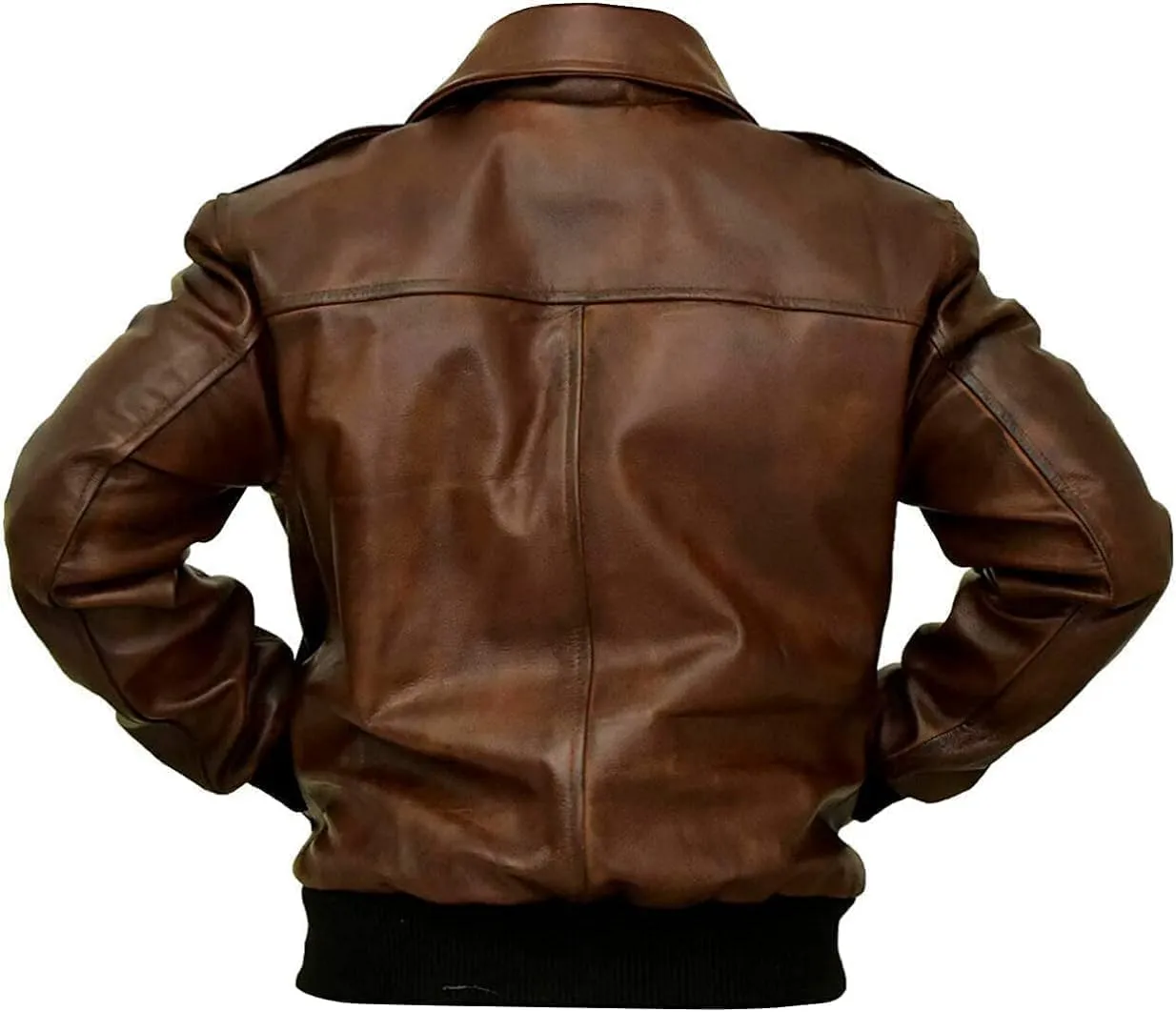 Mens G-1 Fur Collar US Navy Flight Distressed Brown Aviator Genuine Leather Jacket