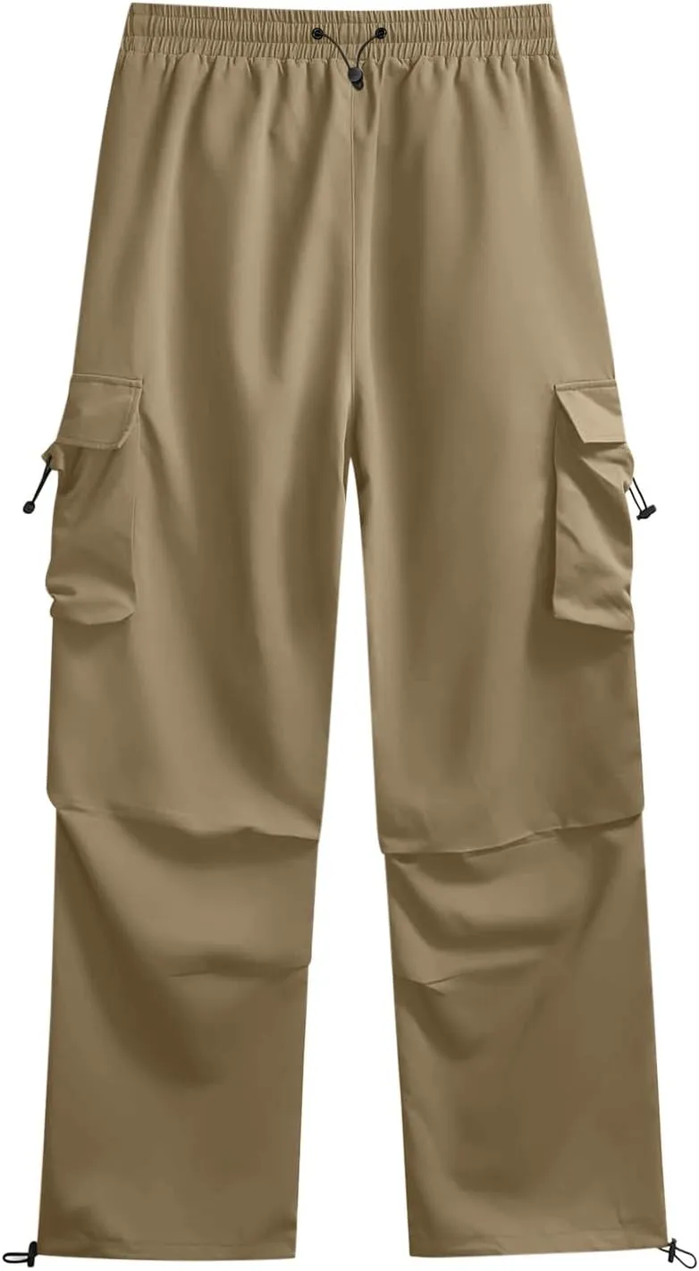 Men's Hip Hop Parachute Jogger Pants Y2K Street Baggy Trousers Rap Hippies Cargo Pants Harem Pants with Pockets