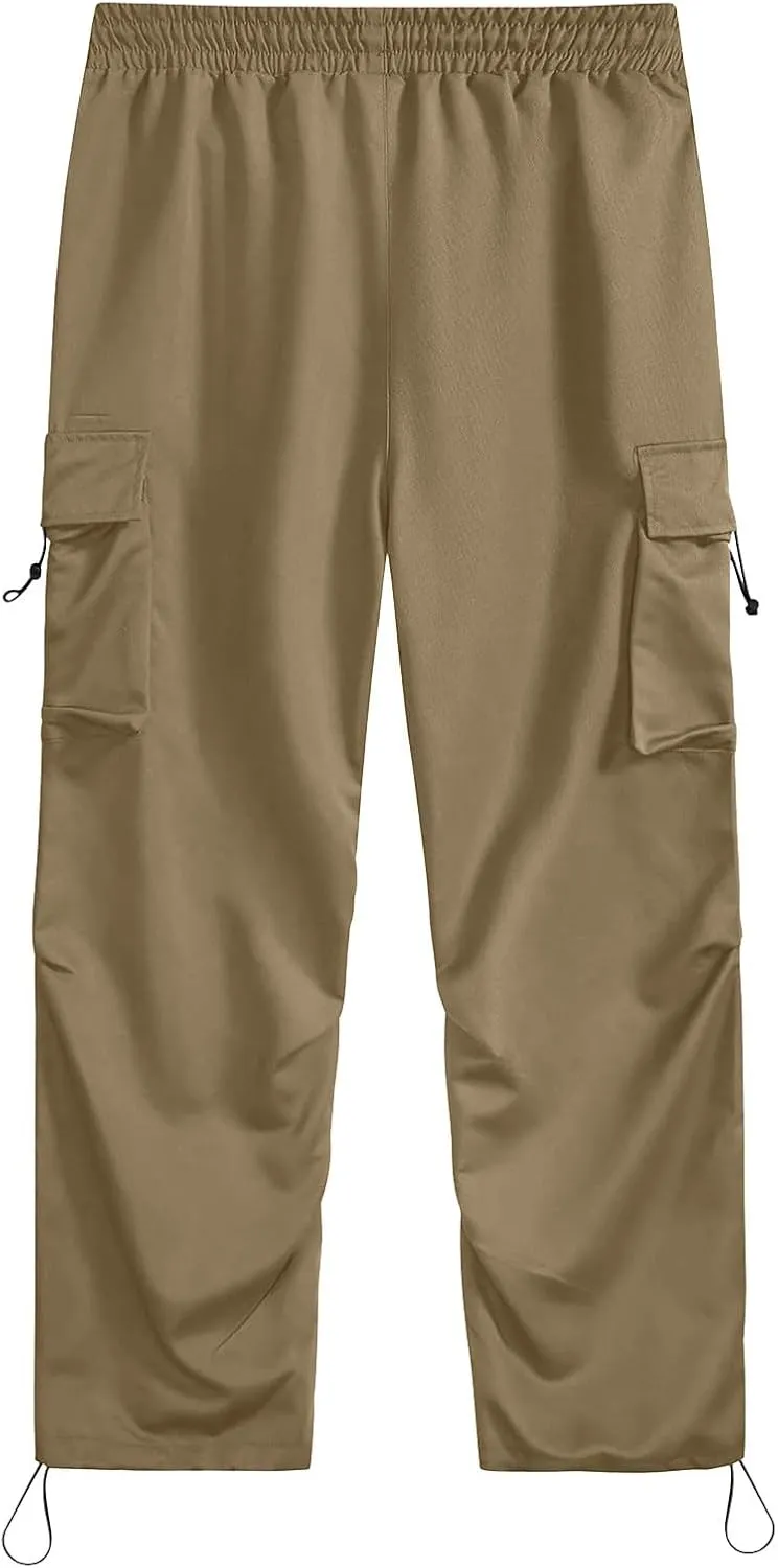 Men's Hip Hop Parachute Jogger Pants Y2K Street Baggy Trousers Rap Hippies Cargo Pants Harem Pants with Pockets