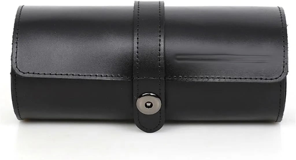 Mens Jewellery Box Leather Watch Case Buckle Convenient Travel Watch Storage Box Circular Watch Pocket Watch Gift Box