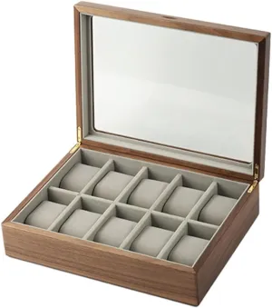 mens jewellery box Wooden Watch Box for Men and Women, 5 Slot/10 Slot Watch Display Case Mens Watch Box Organizer, Wood Watch Case for Men Watch Storage, Watch Holder Organizer with Glass Lid(L) watch