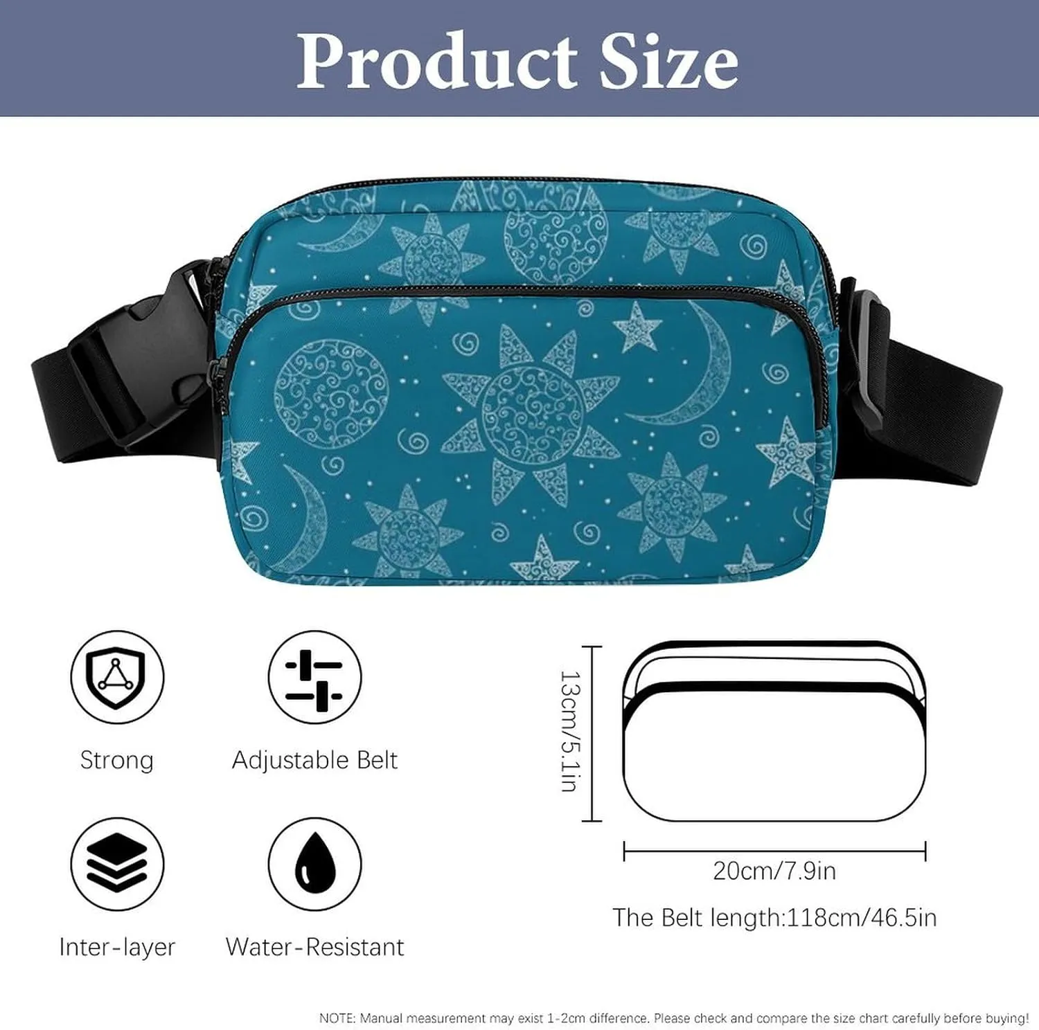 Mens Lightweight Travel Waist Pack Compatible with Trippy Sun Abstract Moon Crossbody Fanny Bag with Adjustable Strap