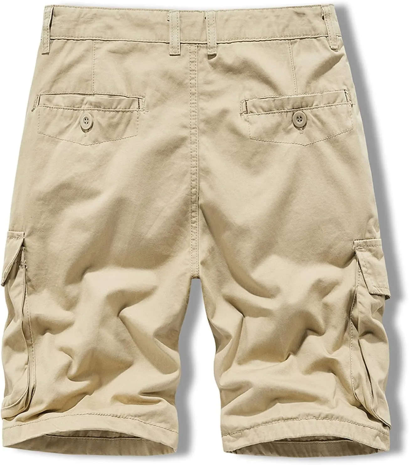 Mens Slim Fit Shorts Casual Cotton Multi Pockets Solid Cargo Shorts Big and Tall Buckle Zipper Tooling Shorts