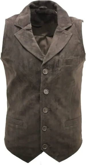 Men's Smart Real Suede Leather Gilet Waistcoat Biker Fashion Vest