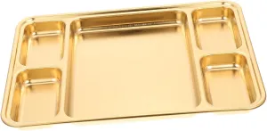 Mikinona 1pc Stainless Steel Divided Plate Food Container Portion Serving Plate Easy Clean Home Restaurant