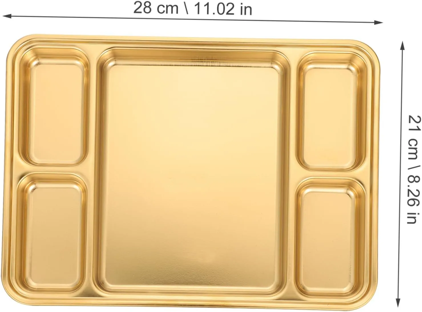 Mikinona 1pc Stainless Steel Divided Plate Food Container Portion Serving Plate Easy Clean Home Restaurant