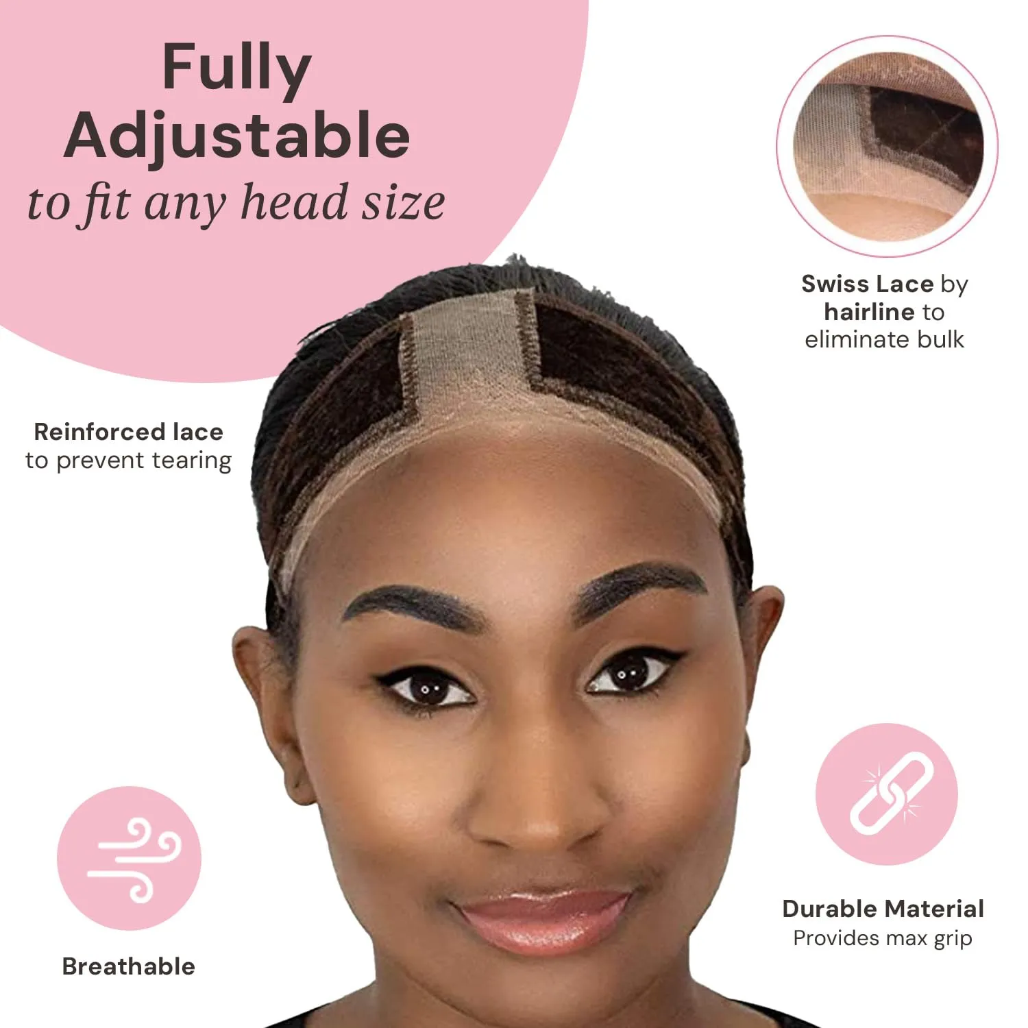 MILANO COLLECTION Lace WiGrip & Lace WigCap Combo, Premium Lace Wig Cap & Wig Band for Women, Adjustable, Reinforced Swiss Lace by HAIRLINE, Secure Velvet Headband, Chocolate Brown