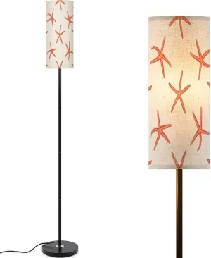 Minimalistic sea summer seamless pattern dancing red starfish seastar Modern Floor Lamp Minimalist Standing Lamps for Living Room LED Corner Lamp Remote Control Metal Pole Lamp for Bedroom, Reading