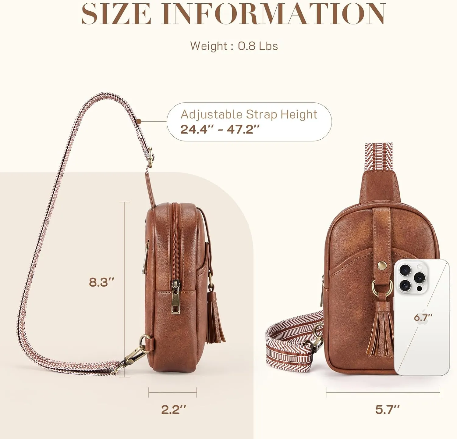 Missnine Small Sling Bag for Women PU Leather Fanny Pack Crossbody Purse Trendy Chest Bag for Travel, Shopping,Daily, Black