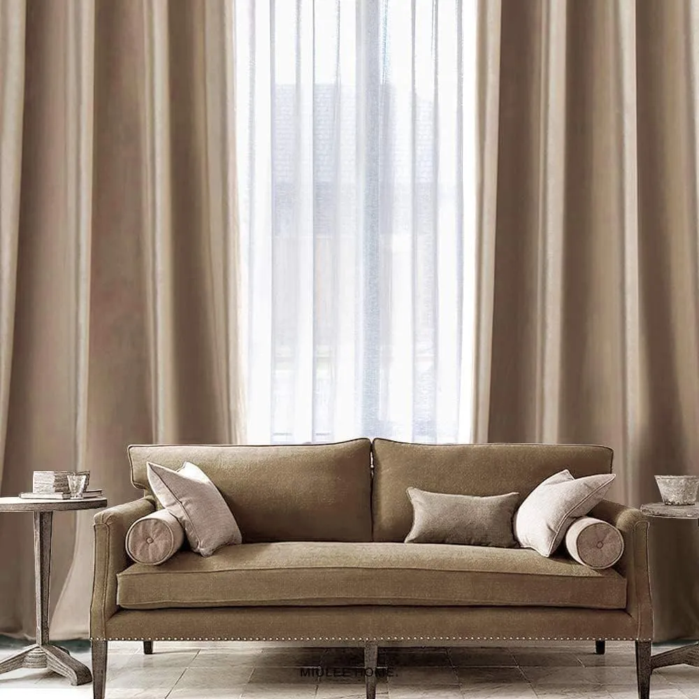 MIULEE 2 Panels Blackout Velvet Curtains Solid Soft Grommet Camel Beige Curtains Thermal Insulated Soundproof Room Darkening Drapes for Living Room Bedroom 52 x 84 Inch