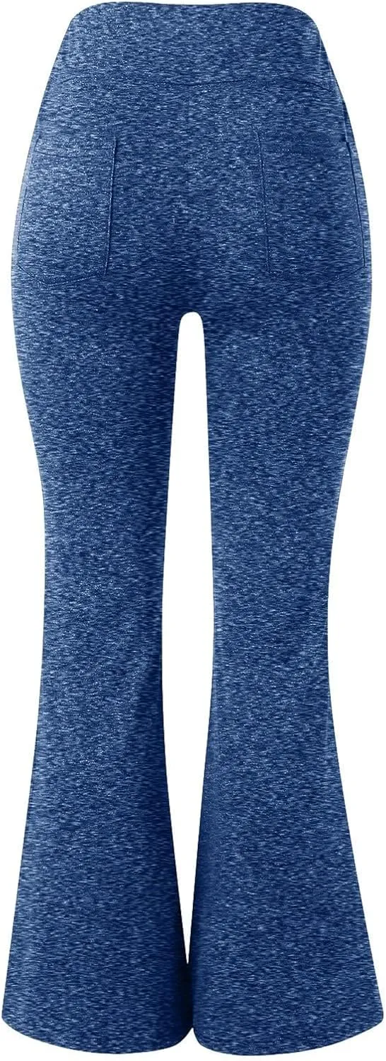 Mmoneyake Women's Yoga Pants with Pockets for Women Bootcut Wide Leg Pants Stretch Tummy Control High Waisted Workout Pants