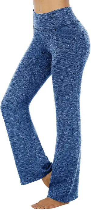 Mmoneyake Women's Yoga Pants with Pockets for Women Bootcut Wide Leg Pants Stretch Tummy Control High Waisted Workout Pants