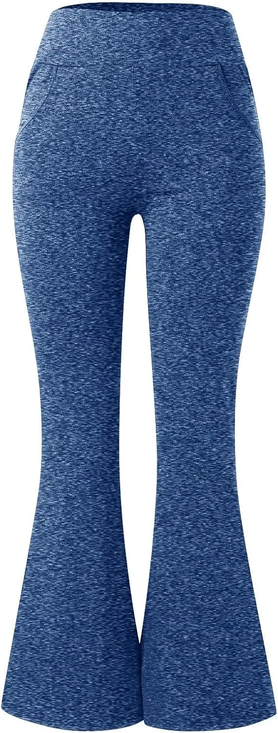 Mmoneyake Women's Yoga Pants with Pockets for Women Bootcut Wide Leg Pants Stretch Tummy Control High Waisted Workout Pants