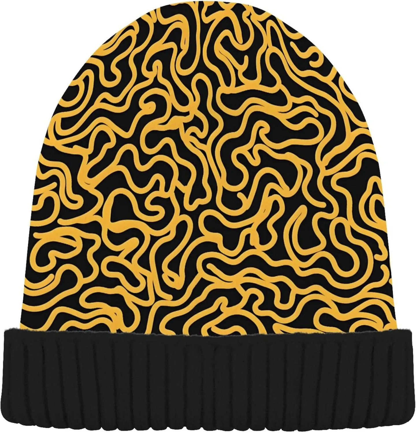 MNSRUU Black Beanie Hat Abstract Art Diamond Beanie Hat for Men Women Beanie Cap Roll-up Edge Skullcap