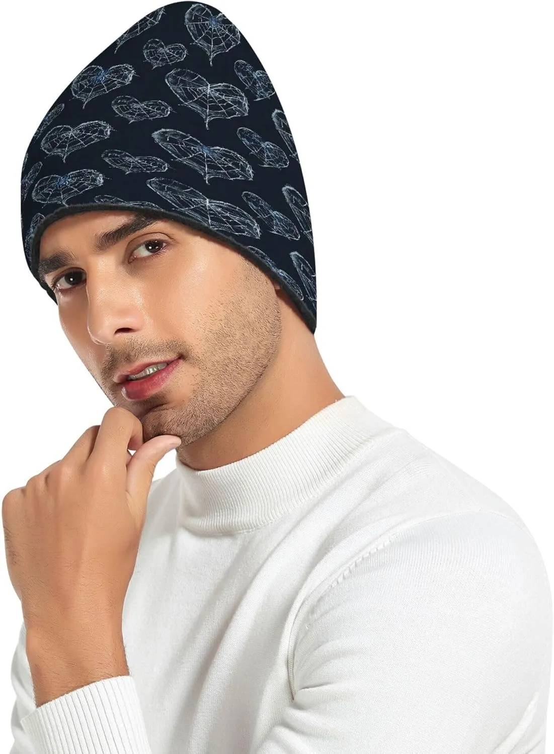 MNSRUU Black Beanie Hat Abstract Art Diamond Beanie Hat for Men Women Beanie Cap Roll-up Edge Skullcap