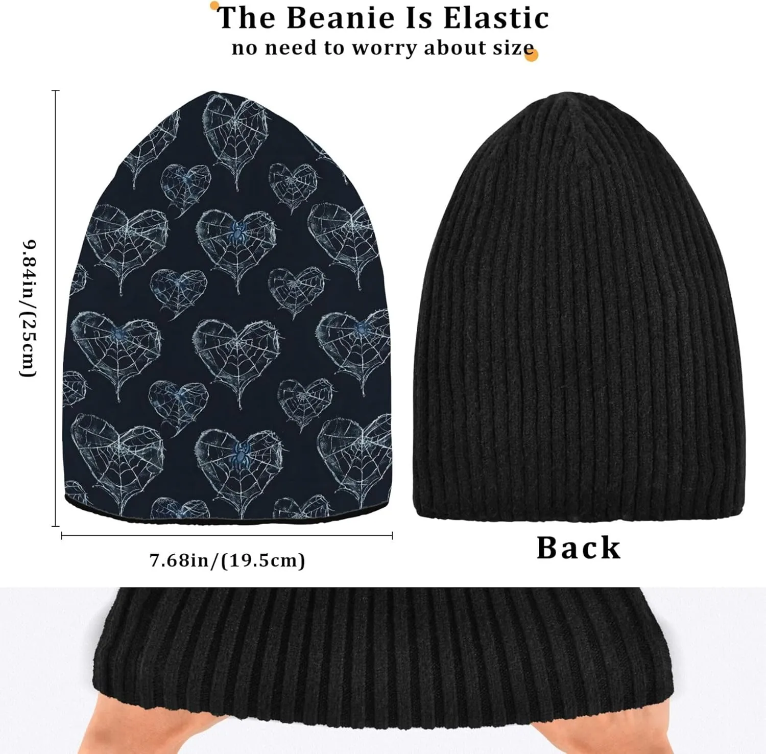 MNSRUU Black Beanie Hat Abstract Art Diamond Beanie Hat for Men Women Beanie Cap Roll-up Edge Skullcap