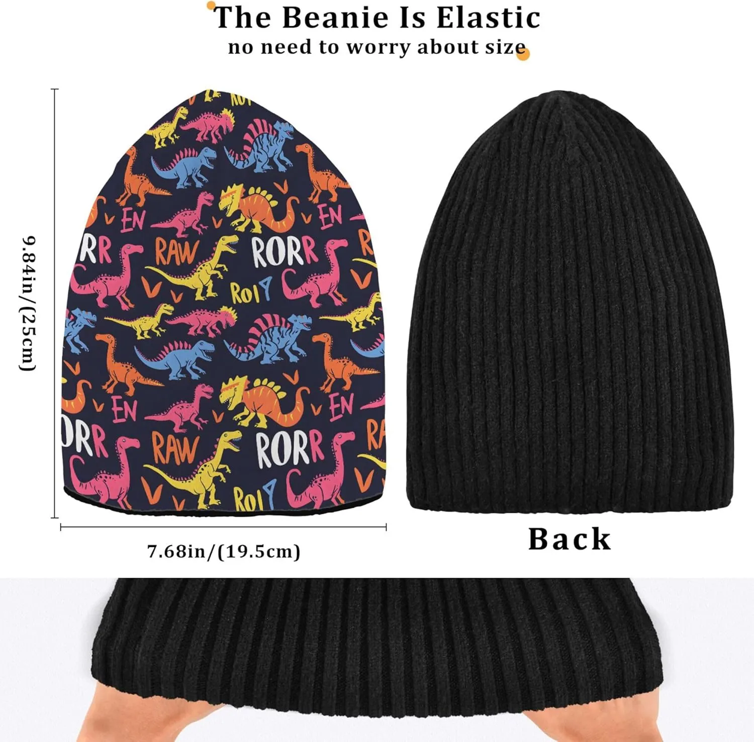 MNSRUU Black Beanie Hat Abstract Art Diamond Beanie Hat for Men Women Beanie Cap Roll-up Edge Skullcap