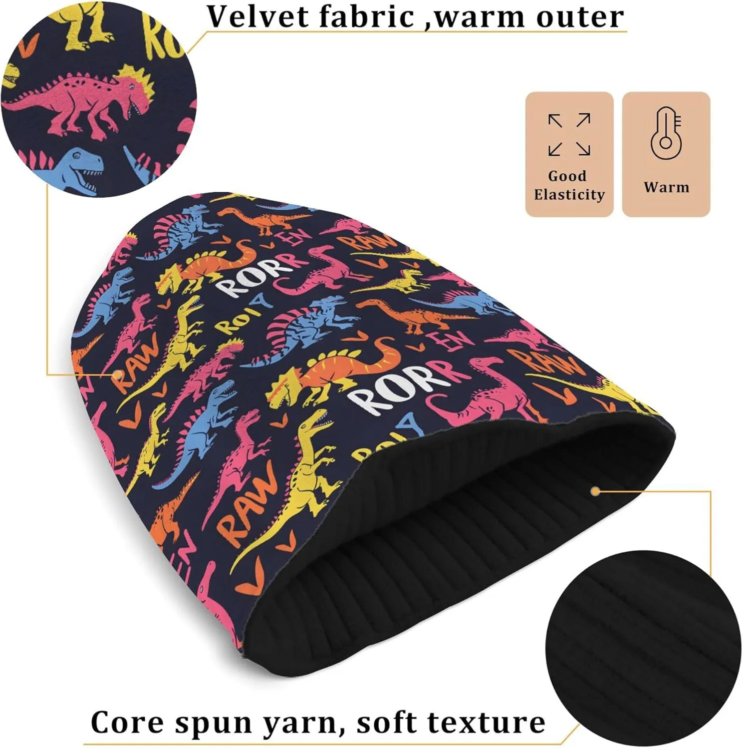 MNSRUU Black Beanie Hat Abstract Art Diamond Beanie Hat for Men Women Beanie Cap Roll-up Edge Skullcap