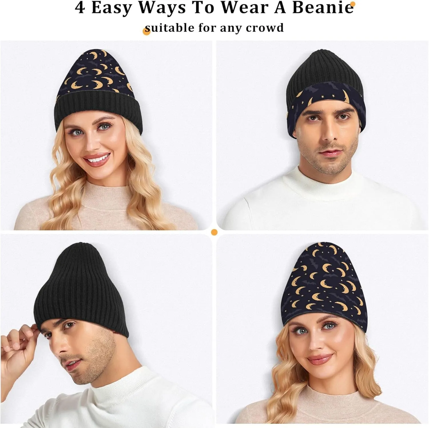 MNSRUU Black Beanie Hat Abstract Art Diamond Beanie Hat for Men Women Beanie Cap Roll-up Edge Skullcap