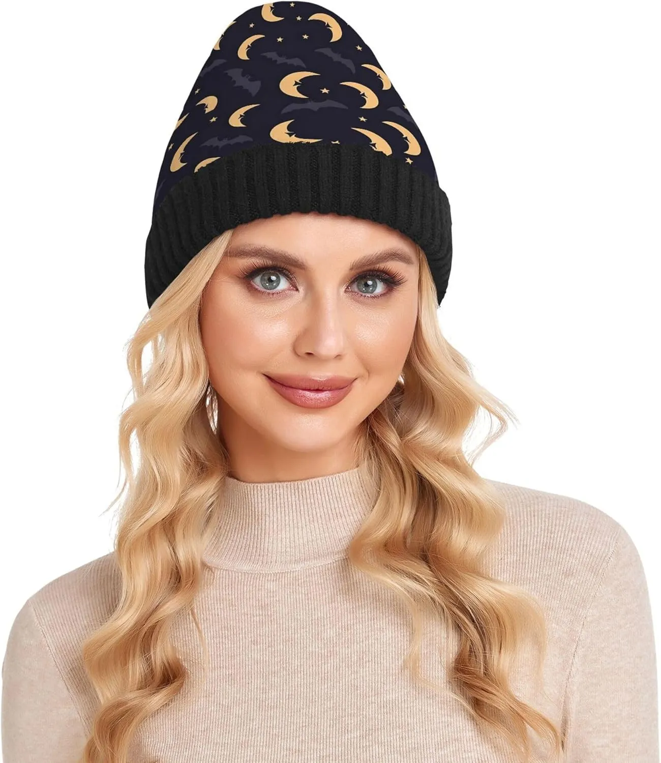 MNSRUU Black Beanie Hat Abstract Art Diamond Beanie Hat for Men Women Beanie Cap Roll-up Edge Skullcap