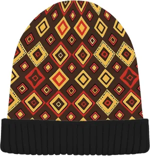 MNSRUU Black Beanie Hat Abstract Art Diamond Beanie Hat for Men Women Beanie Cap Roll-up Edge Skullcap