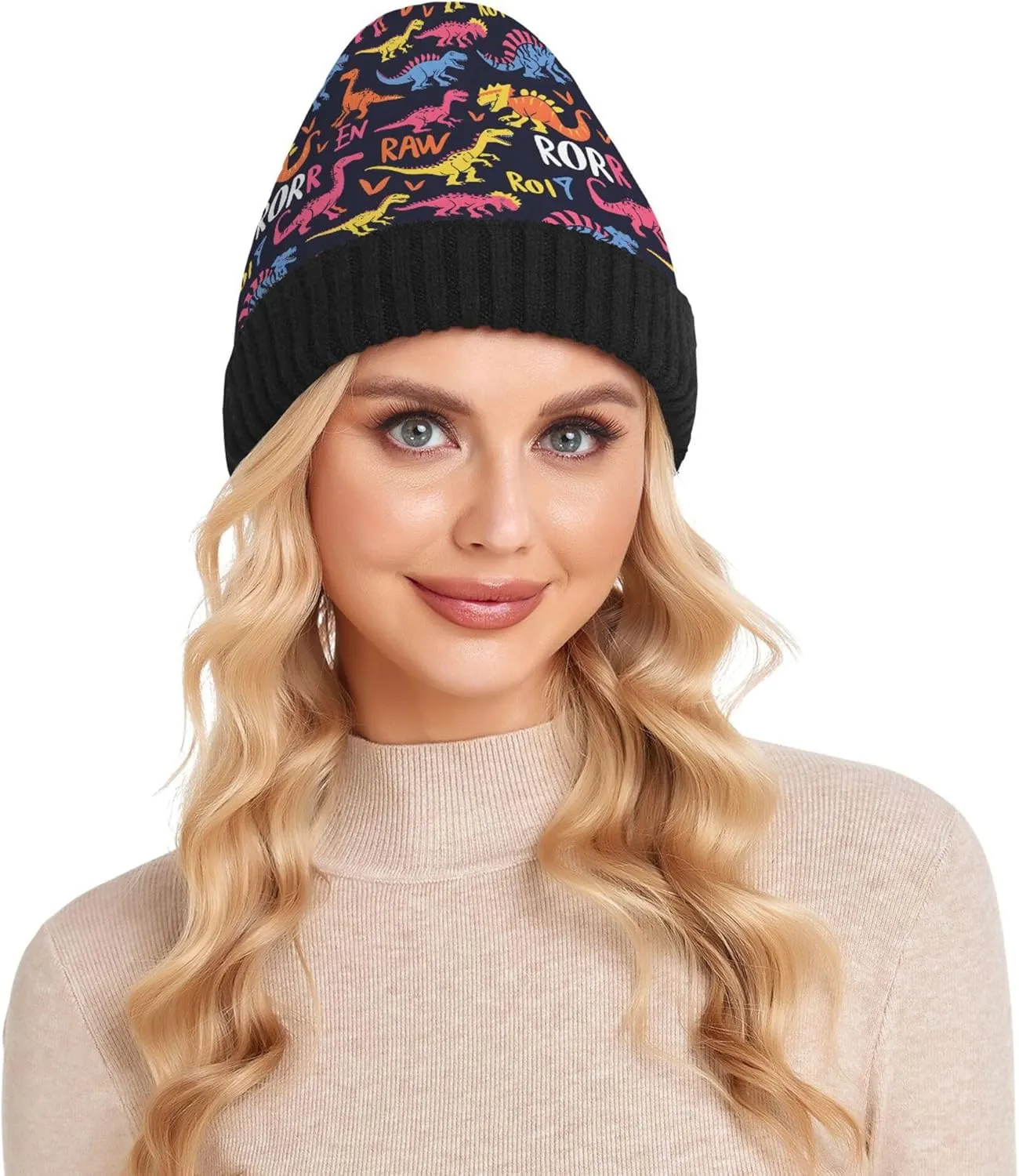MNSRUU Black Beanie Hat Abstract Art Diamond Beanie Hat for Men Women Beanie Cap Roll-up Edge Skullcap