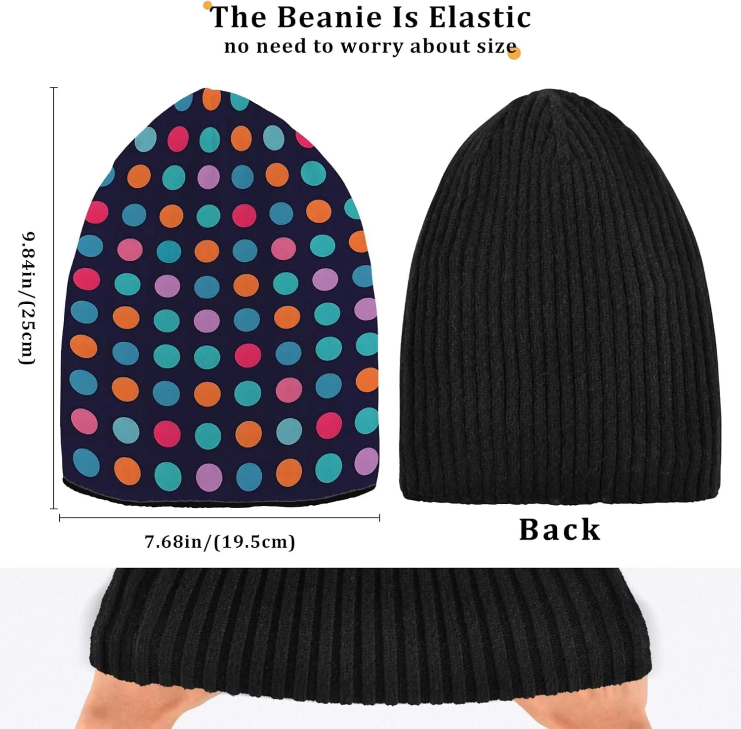 MNSRUU Black Beanie Hat Abstract Art Diamond Beanie Hat for Men Women Beanie Cap Roll-up Edge Skullcap