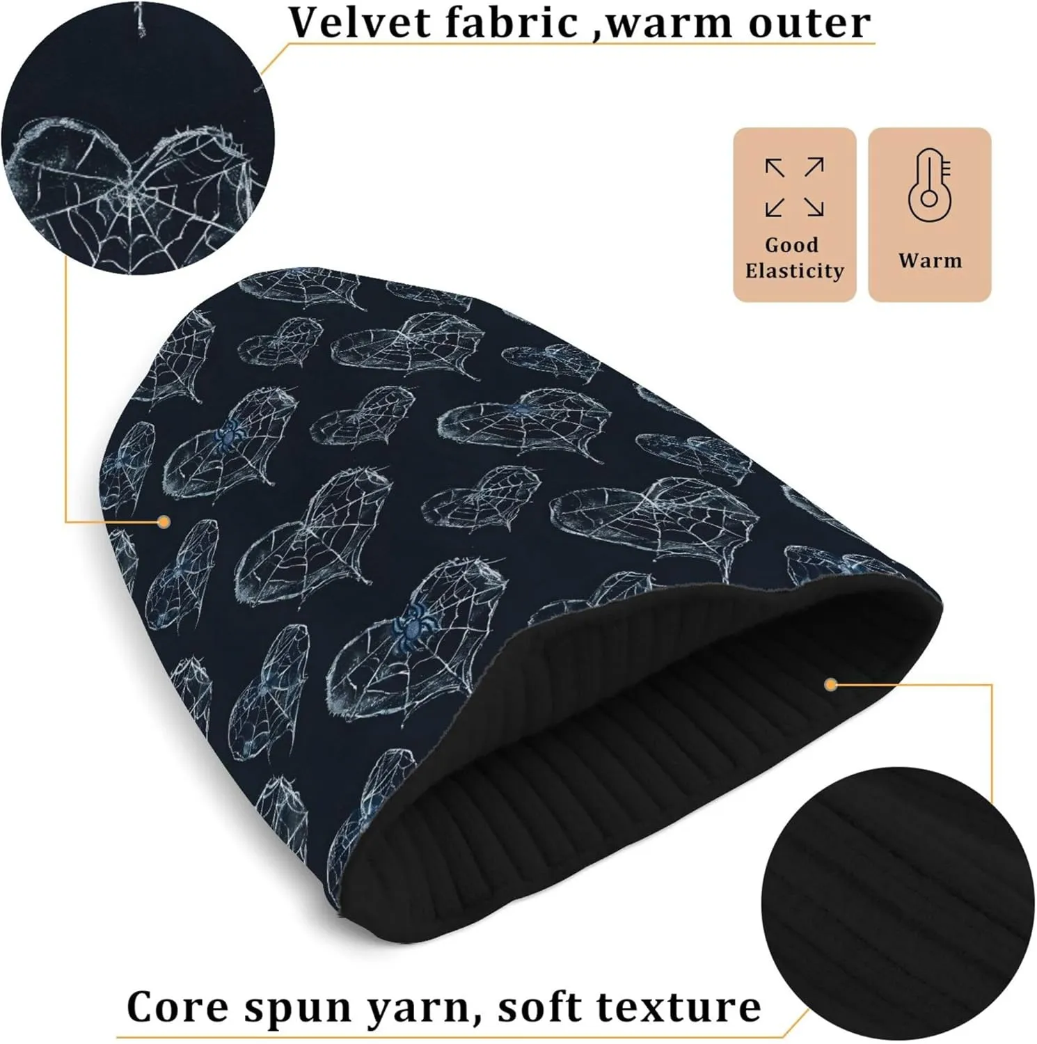 MNSRUU Black Beanie Hat Abstract Art Diamond Beanie Hat for Men Women Beanie Cap Roll-up Edge Skullcap