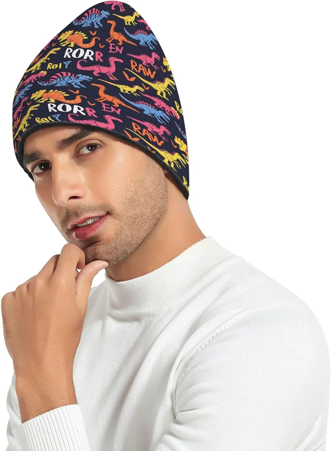 MNSRUU Black Beanie Hat Abstract Art Diamond Beanie Hat for Men Women Beanie Cap Roll-up Edge Skullcap