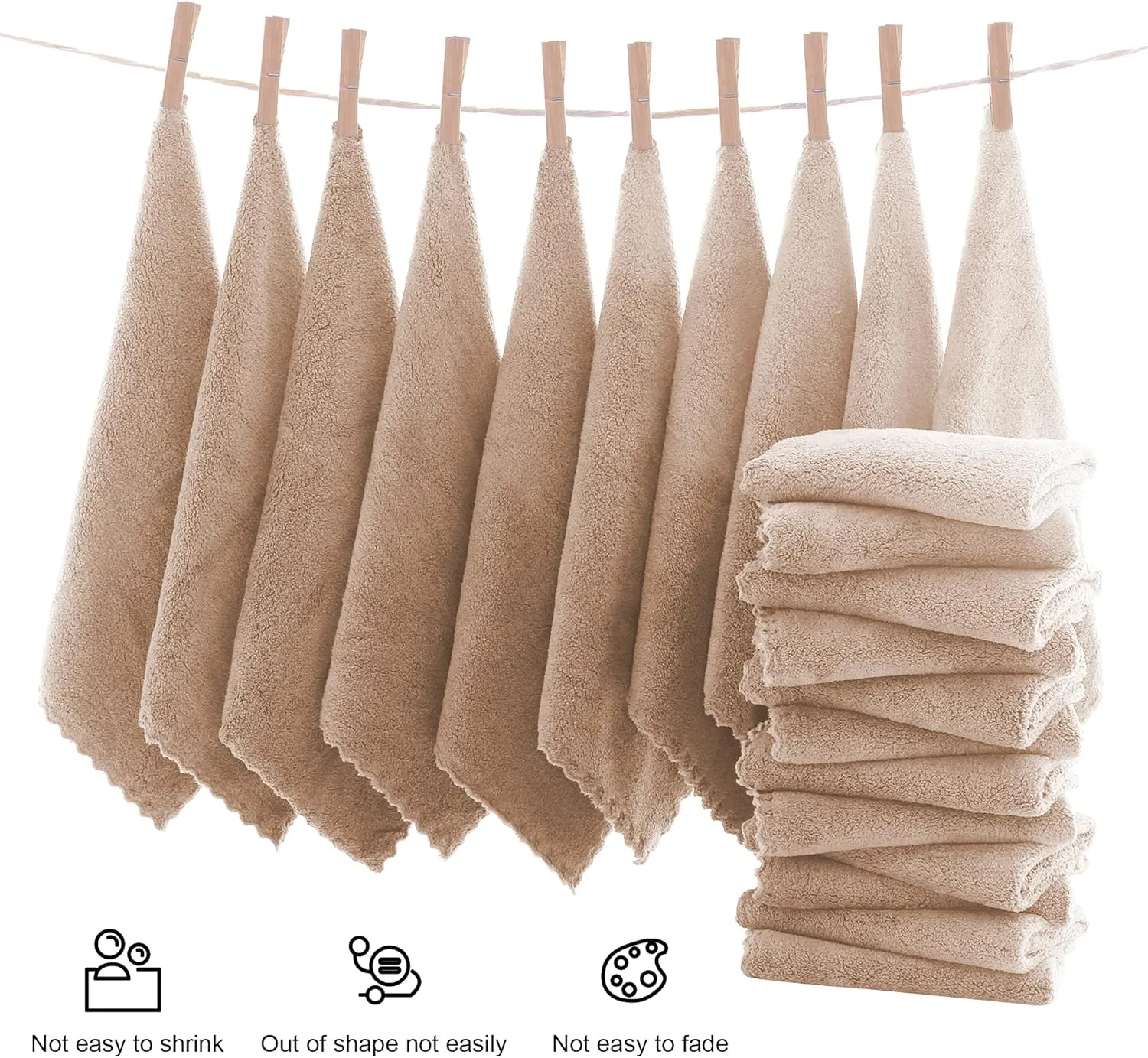 MOONQUEEN Ultra Soft Premium Washcloths Set - 12 x 12 inches - 72 Pack - Quick Drying - Highly Absorbent Coral Velvet Bathroom Wash Clothes (Brown)
