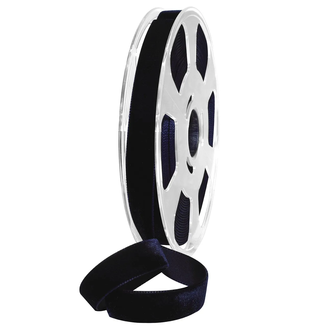 Morex Ribbon Nylvalour Velvet Ribbon, Nylon, 5/8 inch by 11 Yards, Midnight Blue, Item 01215/10-638, 5/8" by 11 yd,