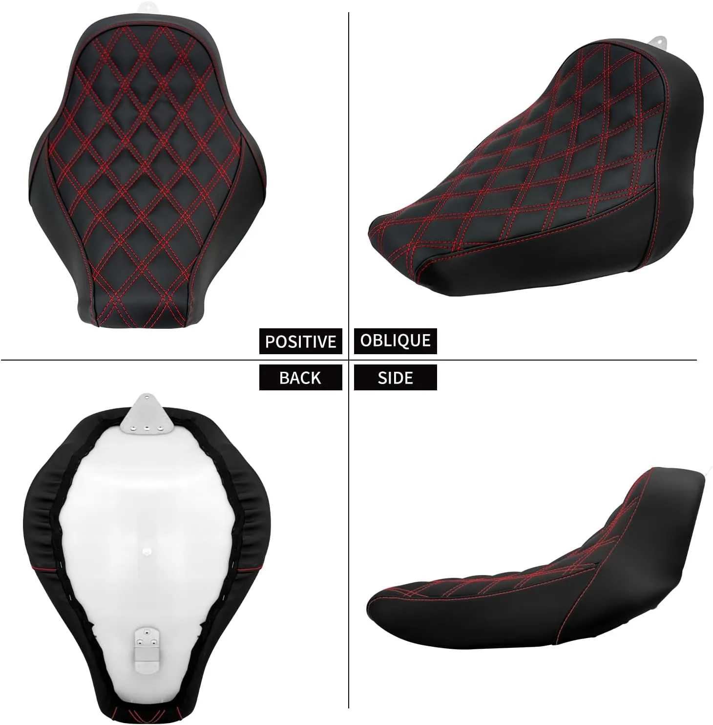 Motorcycles Driver Rider Solo Seat Fit For Harley Softail Breakout Fatboy 2018-2024 (Red Stitching)
