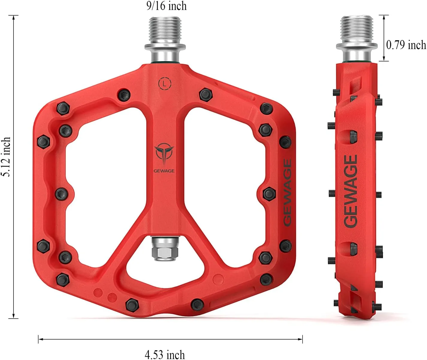 Mountain Bike Pedals - 9/16" Nylon Fiber Bicycle Flat Pedals -Bicycle Platform Pedals for Road Mountain BMX MTB Bike