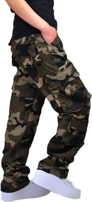 Muscularfit Camo Cargo Pants for Men 2023 Big and Tall Multi Pockets Loose Straight Sweatpants Outdoor Fashion Athletic Pants