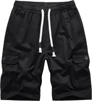 Muscularfit Camo Shorts for Men Big and Tall Drawstring Elastic Waist Cotton Camouflage Cargo Shorts Utility Tooling Shorts