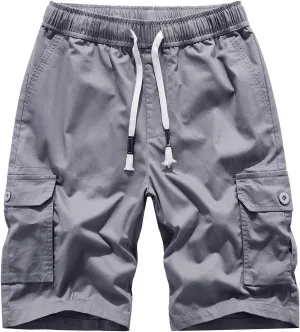 Muscularfit Camo Shorts for Men Big and Tall Drawstring Elastic Waist Cotton Camouflage Cargo Shorts Utility Tooling Shorts