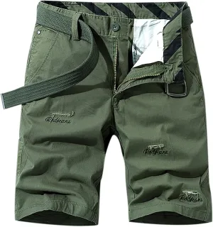 Muscularfit Summer Shorts for Men 2023 Waistband Multi Pockets Cargo Shorts 6" Inseam Casual Solid Cotton Tooling Shorts Work