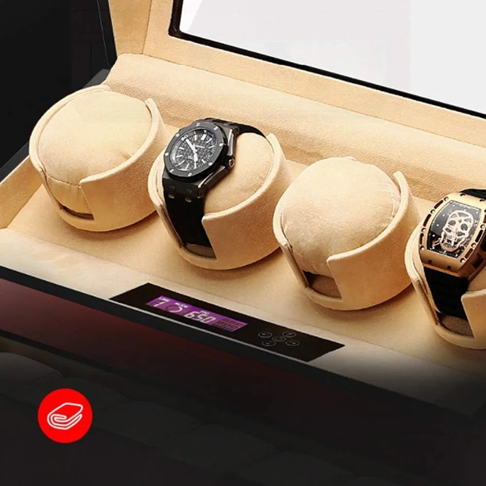 Mute Automatic Watch Winder with Drawer 4   7 Watch Winder Watch Box LCD Digital Display 5 Rotation Modes Piano Lacquer Soft Cushions