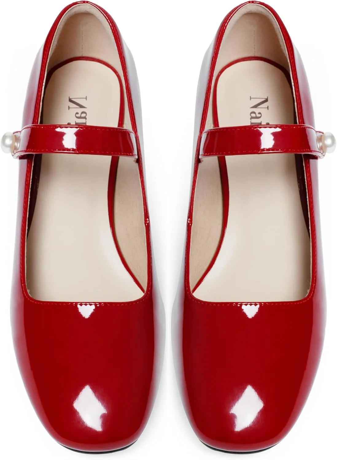 Naiyee Mary Jane Shoes Women Chunky Block Heel Dress Shoes for Women Low Heels Close Rounded Toe Pumps