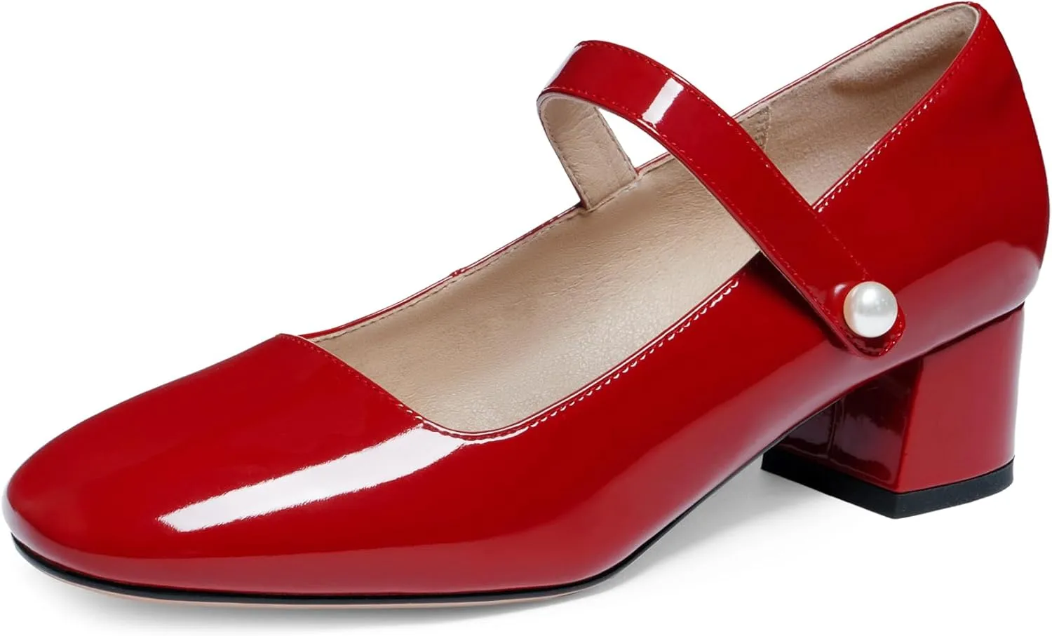 Naiyee Mary Jane Shoes Women Chunky Block Heel Dress Shoes for Women Low Heels Close Rounded Toe Pumps
