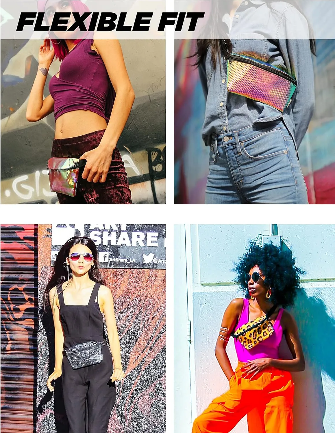 NC-17 90s Black Fanny Pack Crossbody Bags for Women Festival Bag Small Fanny Packs for Women Fashionable Concert Rave Accessories Fanny Pack for Men Womens Fashion Waist (83033)