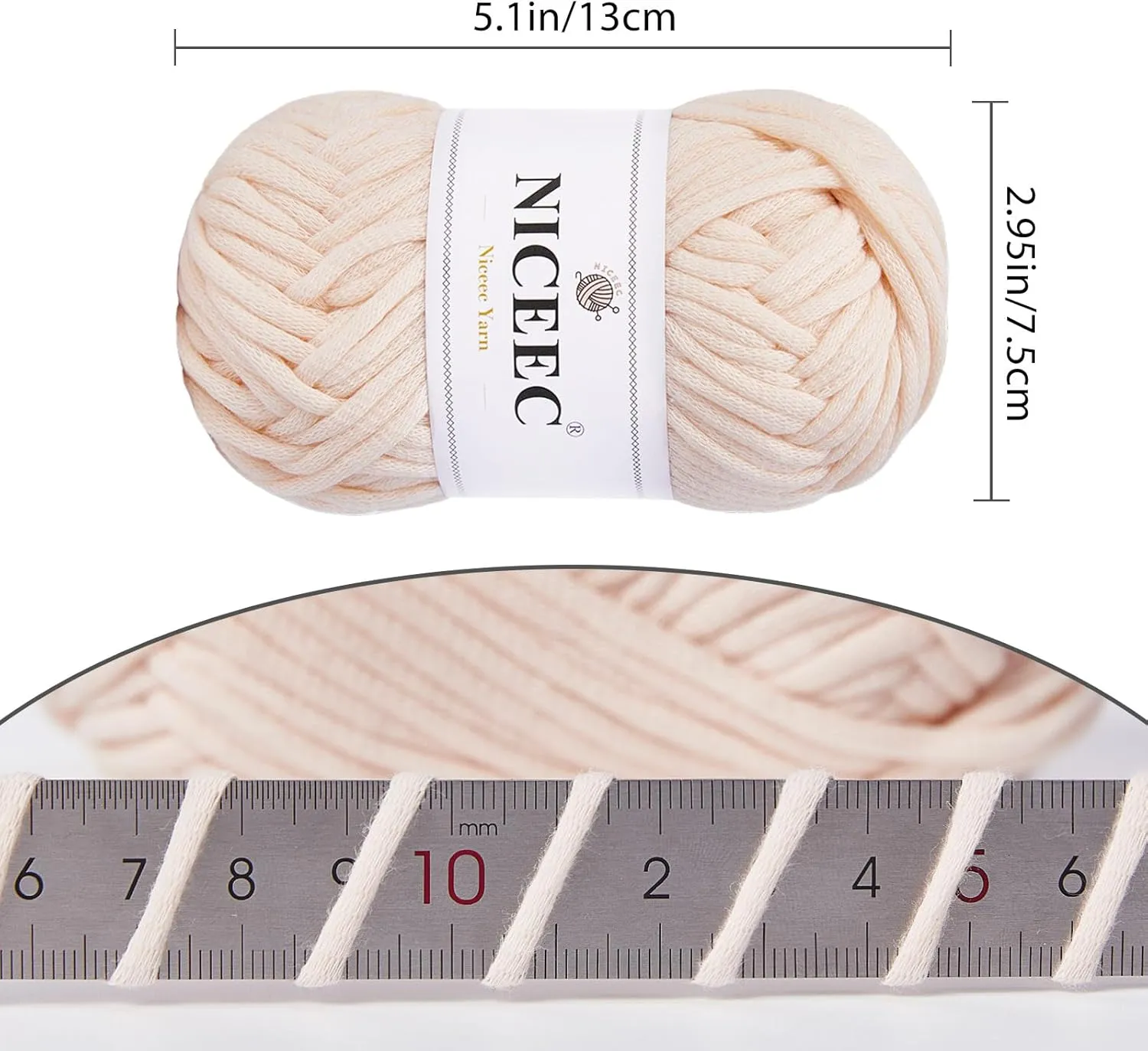 NICEEC 4 Skeins Soft Cotton-Nylon Blend Yarn for Crochet & Knitting - Easy-Use, Beginner Friendly, DIY Craft Yarn - Total Length 220yds (7.1oz) - Skin