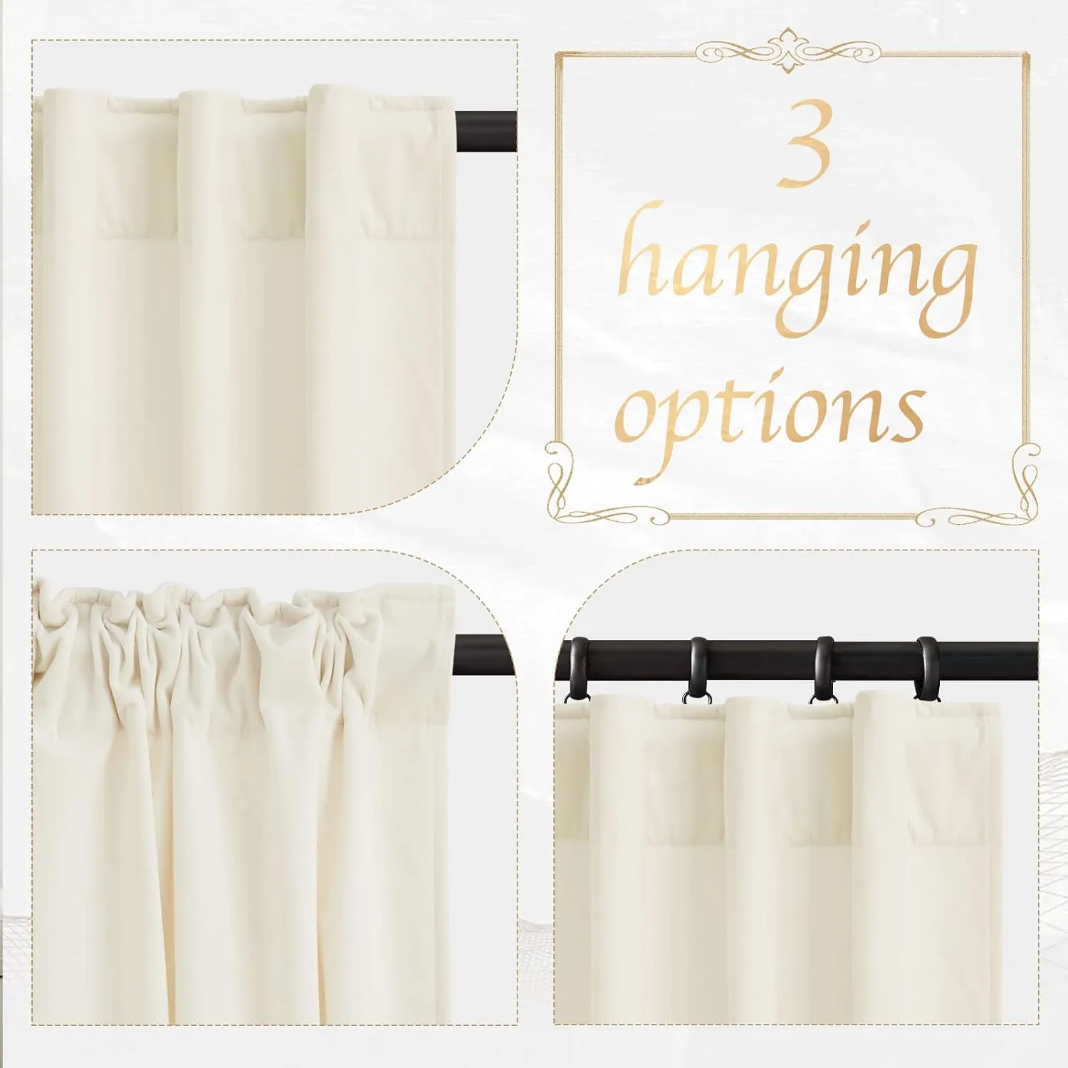 NICETOWN Ivory White Velvet Curtains 120" Length for Bedroom Living Room, Room Darkening Drapes Thermal Insulated, Luxury and Thick Window Velvet Panels for French Door/Country House, 52" Wide, 2 PCs