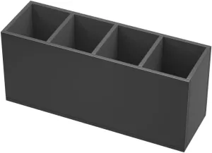 NIUBEE Acrylic Pen Holder 4 Compartments, Black Pencil Organizer Cup for Countertop Desk Accessory Storage (Black)