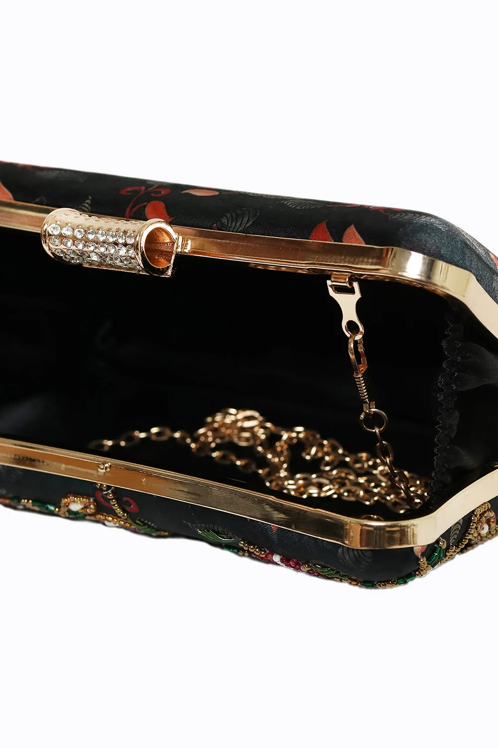 NR By Nidhi Rathi Black Red Embellished Box Clutch